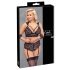 Cottelli Bondage Plus Size - nėrinių liemenėlės komplektas (juodas)