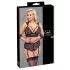 Cottelli Bondage Plus Size - nėriniu liemenėlės komplektas (juoda) - 3XL