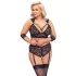 Cottelli Bondage Plus Size - nėriniu liemenėlės komplektas (juoda) - 3XL