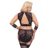 Cottelli Bondage Plus Size - nėriniu liemenėlės komplektas (juoda) - 3XL