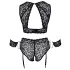Cottelli Bondage Plus Size - nėriniu liemenėlės komplektas (juoda) - 3XL