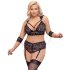 Cottelli Bondage Plus Size - nėrinių liemenėlės komplektas (juodas) - 4XL