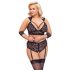 Cottelli Bondage Plus Size - nėrinių liemenėlės komplektas (juodas) - 4XL