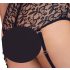 Cottelli Bondage Plus Size - nėrinių liemenėlės komplektas (juodas) - 4XL