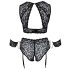 Cottelli Bondage Plus Size - nėrinių liemenėlės komplektas (juodas) - 4XL