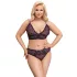 Cottelli Plus Size - permatomas raštuotas liemenėlių komplektas (violetinis)