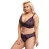 Cottelli Plus Size - permatomas raštuotas liemenėlių komplektas (violetinis) - 2XL