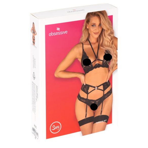 / Obsessive Alessya - nėrinių apatinių komplektas (juoda) - M/L