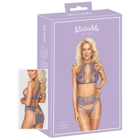 Bučiuojami - nėriniuotas apatinis komplektas (violetinis) - L/XL