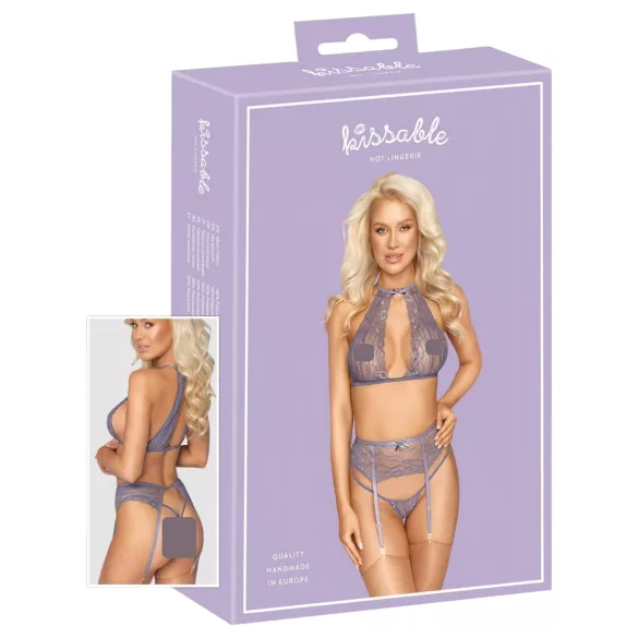 Kissable - nėrinių apatinių komplektas (violetinės spalvos) - L/XL