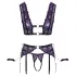 Cottelli Bondage - apatinio trikotažo rinkinys ir rankų antrankiai (juoda-violetinė) - XL