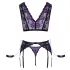 Cottelli Bondage - apatinio trikotažo rinkinys ir rankų antrankiai (juoda-violetinė) - XL