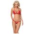 Obsessive 838-SET-3 - raudona petnešėlė nėriniuota liemenėlė rinkinys