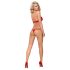 Obsessive 838-SET-3 - raudona petnešėlė nėriniuota liemenėlė rinkinys