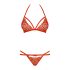 Obsessive 838-SET-3 - raudona petnešėlė nėriniuota liemenėlė rinkinys - L/XL