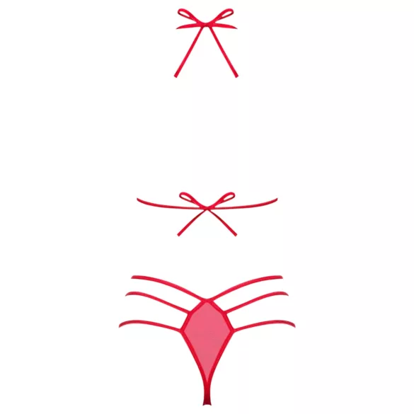 Obsessive Giftella - apatinio trikotažo rinkinys - raudonas kaspinas