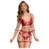 Cottelli Bondage - Blizgantis liemenėlės komplektas ir antrankiai (raudona) - L
