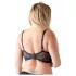 Cottelli Plus Size - atvira liemenėlė su dirželiais ir žiedais - juoda - 90D