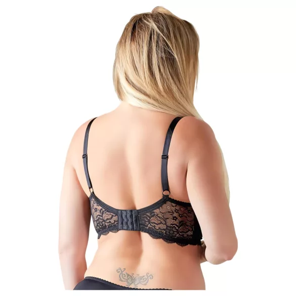 Cottelli Plus Size - atvira liemenėlė su dirželiais ir žiedais - juoda - 95F