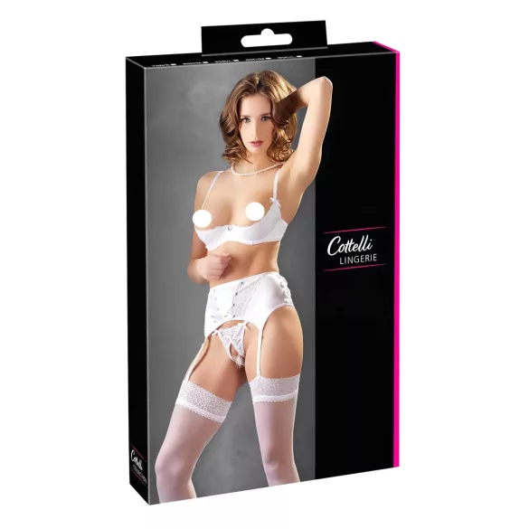 Cottelli - liemenėlės rinkinys su raišteliais, nėriniais - balta - 80B/M