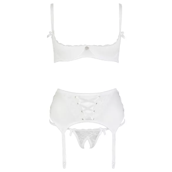 Cottelli - liemenėlės rinkinys su raišteliais, nėriniais - balta - 80B/M