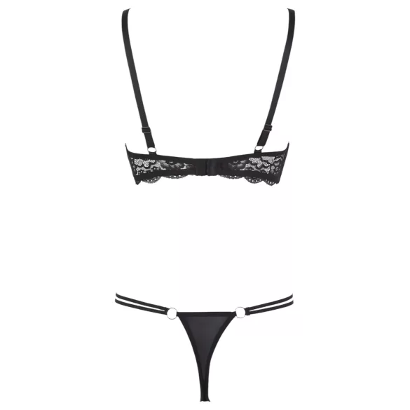Cottelli - atvira liemenėlė su dirželiais ir žiedais - juoda - tanga - 80B/M