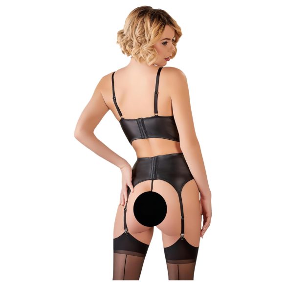 Abierta Fina - nėriniuota apatinio trikotažo rinkinys - juoda - su dirželiais