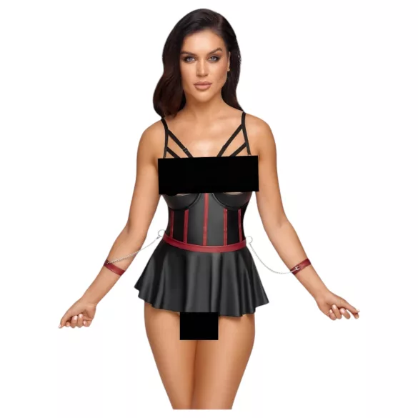 Cottelli Bondage - blizgus rinkinys su rankų antrankiais - juodas