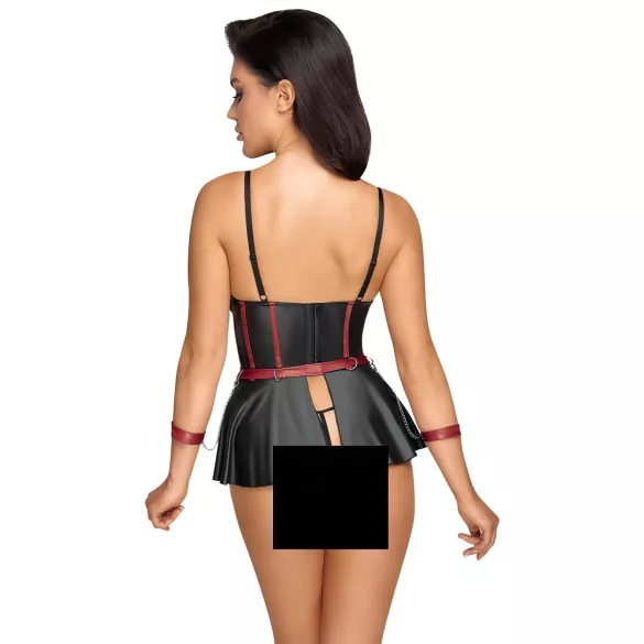 Cottelli Bondage - blizgus rinkinys su rankų antrankiais - juodas