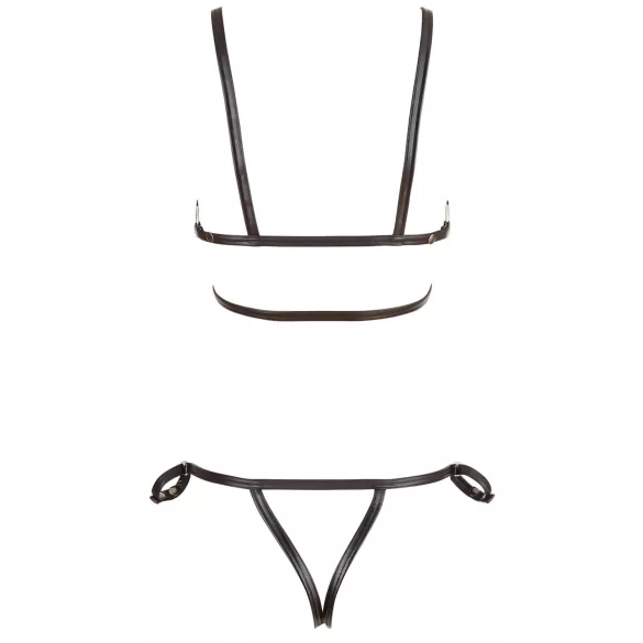 Cottelli Bondage - kūno diržų bikini - blizgus juodas - M