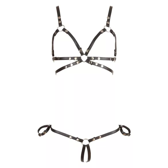 Cottelli Bondage - kūno diržų bikini - blizgus juodas - XL
