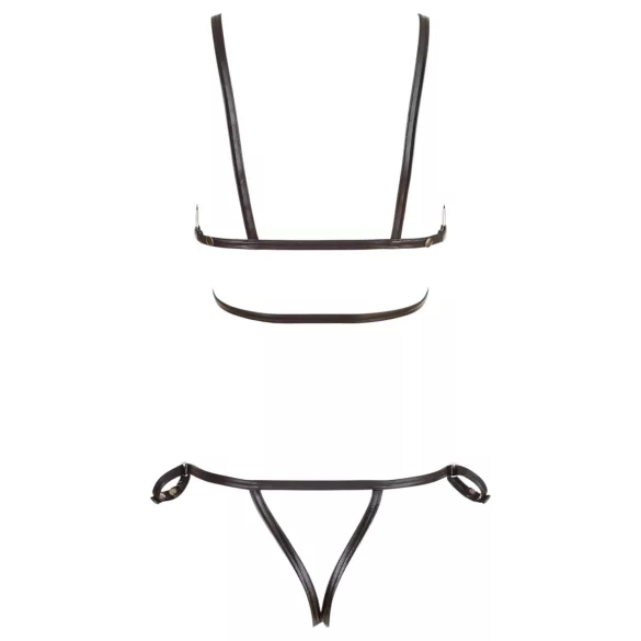 Cottelli Bondage - kūno diržų bikini - blizgus juodas - XL