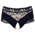 Cottelli Plus Size - Juodos nėrinės kelnaitės su perlais, atviros.
