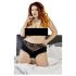 Cottelli Plus Size - Juodos nėrinės kelnaitės su perlais, atviros.