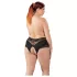 Cottelli Plus Size - atviros kelnaitės su nėriniais ir perlais - juodos - XL