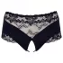 Cottelli Plus Size - atviros kelnaitės su nėriniais ir perlais - juodos - 2XL