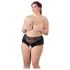 Cottelli Plus Size - atviros kelnaitės su nėriniais ir perlais - juodos - 4XL