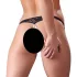 Cottelli - atvira nėriniuota string tanga su perlais - juoda - L