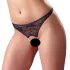 Cottelli - atvira nėriniuota string tanga su perlais - juoda - XL