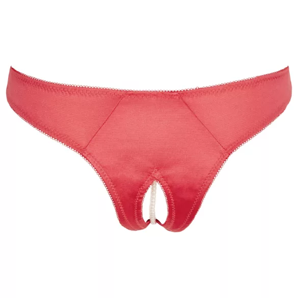 Cottelli - atviros kelnaitės su perlais ir gėlėmis - raudonos - XL