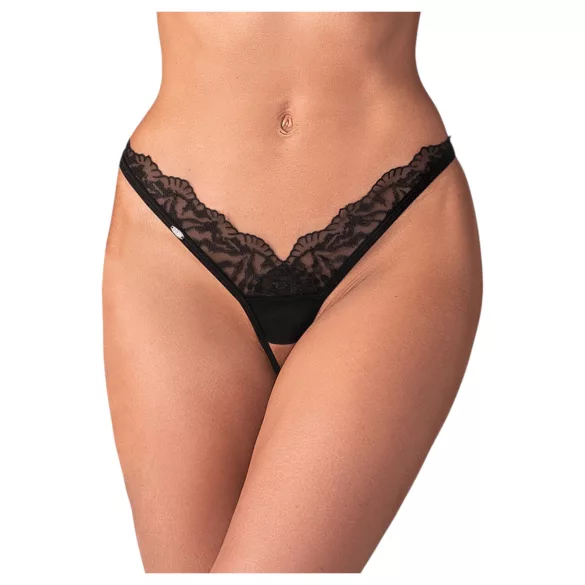Obsessive - permatomi nėriniai stringai - juodi - L/XL