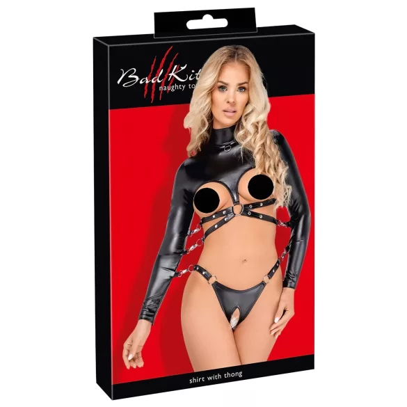 Bad Kitty - atvira krūtine bondage rinkinys (juoda)