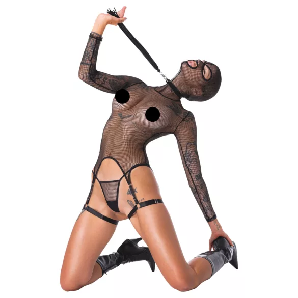 Bad Kitty - BDSM tinklelis rinkinys su botagu - juodas - M