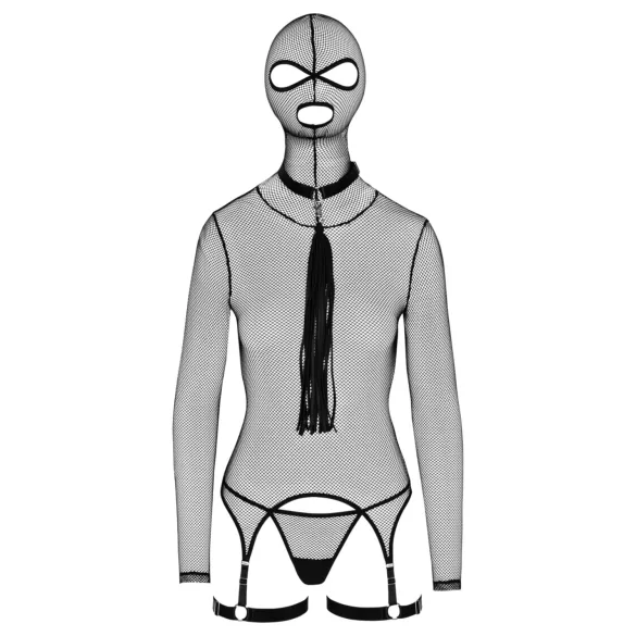 Bad Kitty - BDSM tinklelis rinkinys su botagu - juodas - L