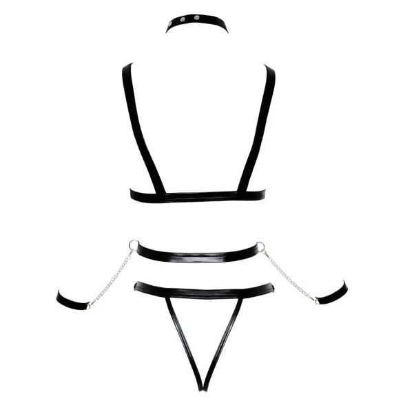 Bad Kitty - kniedytų diržų ir antrankių rinkinys (juodas) - L/XL