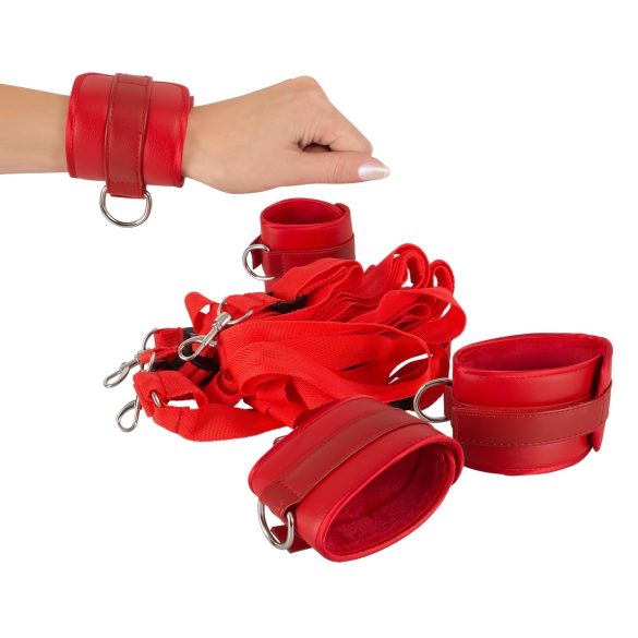 Bad Kitty - lovos užsegimo prisegimo rinkinys lovai - dirbtinė oda - raudonas