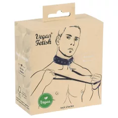  Vegan Fetish - odinis antkaklis su pavadėliu ir kniedėmis - juodas