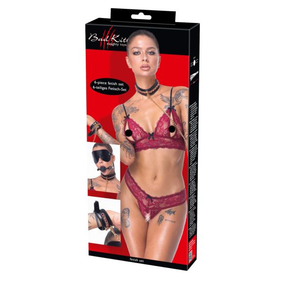 Bad Kitty - bondage rinkinys - 6 dalių - juodas