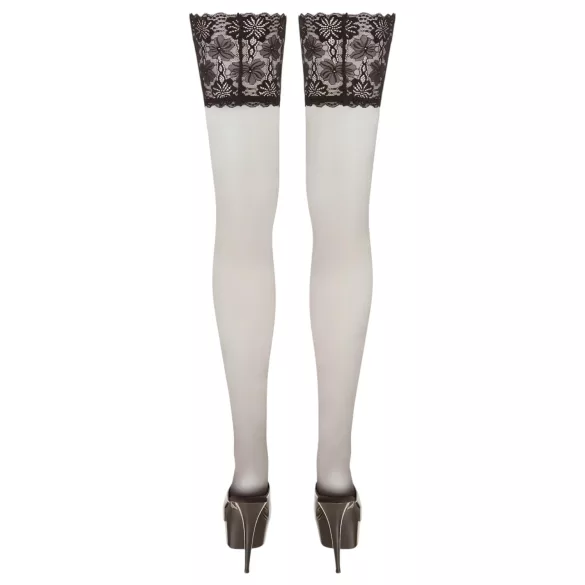 Cottelli Plus Size - nėrininės kojinės, 15cm ilgio (juodos) - 8