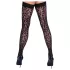 Cottelli Legwear - raštuotos kojinės su nėriniais - juodos, leopardinis raštas - 5